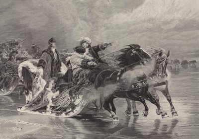 1679年1月19日、クルシューのラグーンを渡る大選挙民 作： Wilhelm Simmler